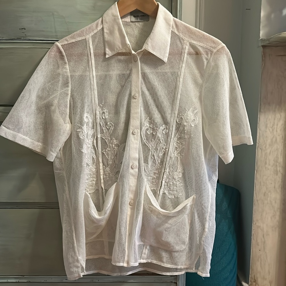 Rachel Comey sheer mesh white button down